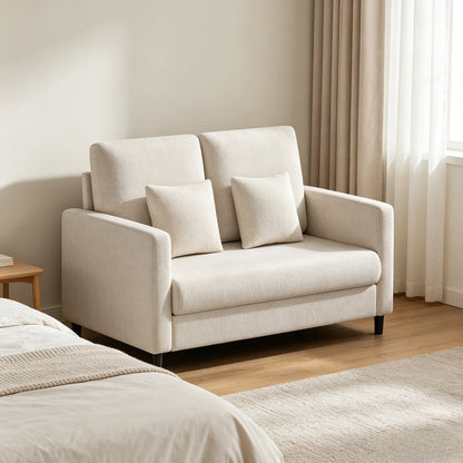 2-seater sofa small, 132 cm couch mini, small fabric couch with armrests