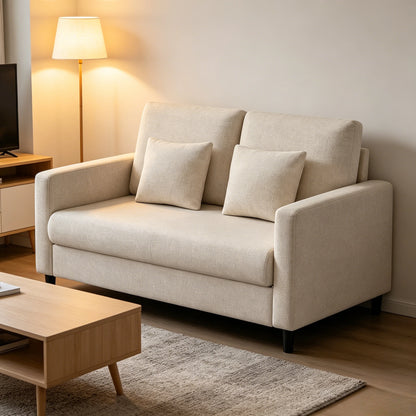 2-seater sofa small, 132 cm couch mini, small fabric couch with armrests