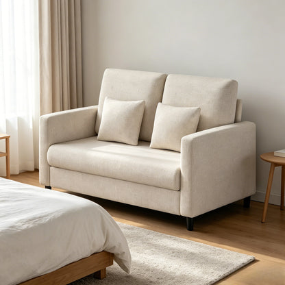2-seater sofa small, 132 cm couch mini, small fabric couch with armrests