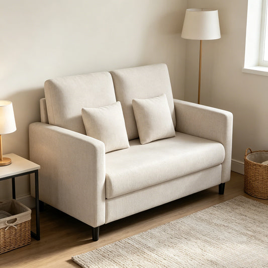 2-seater sofa small, 132 cm couch mini, small fabric couch with armrests