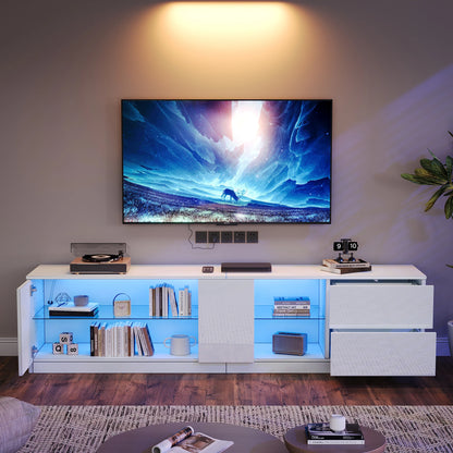 65 Inch TV Stand Cabinet,high Gloss Dresser, Sideboards With LED
