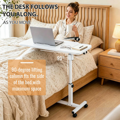 Rolling Laptop Desk Angle Adjustable Mobile Standing Desk Versatile