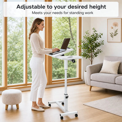 Rolling Laptop Desk Angle Adjustable Mobile Standing Desk Versatile