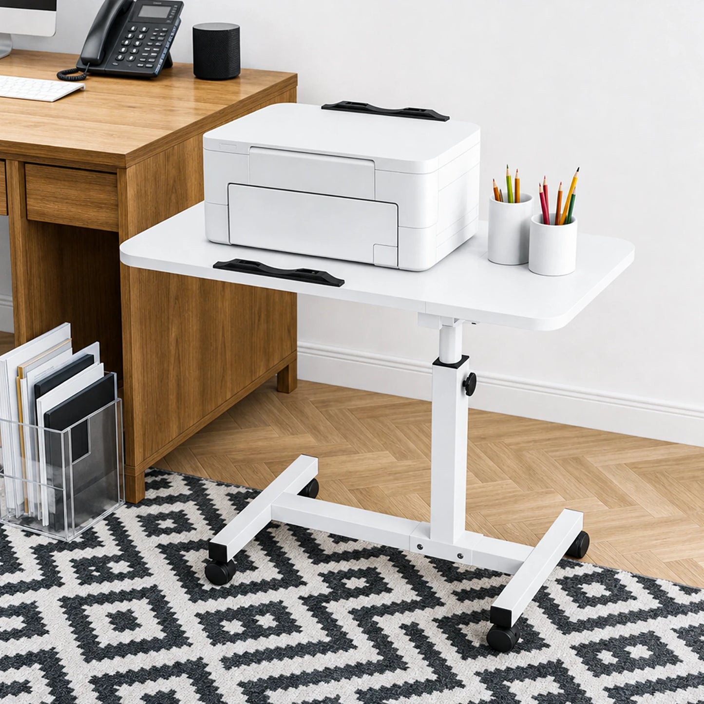 Rolling Laptop Desk Angle Adjustable Mobile Standing Desk Versatile
