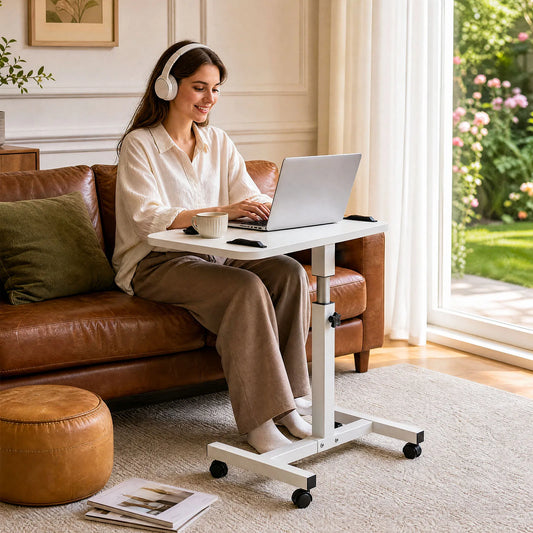 Rolling Laptop Desk Angle Adjustable Mobile Standing Desk Versatile