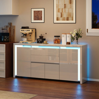 High Gloss Sideboard Living Room with 3 Drawers and 2 Doors