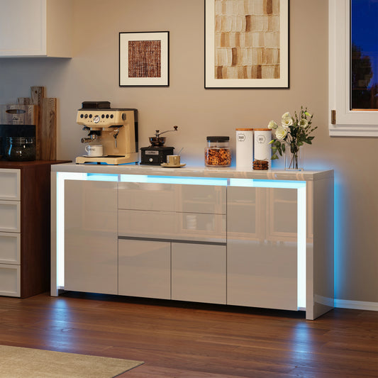 High Gloss Sideboard Living Room with 3 Drawers and 2 Doors