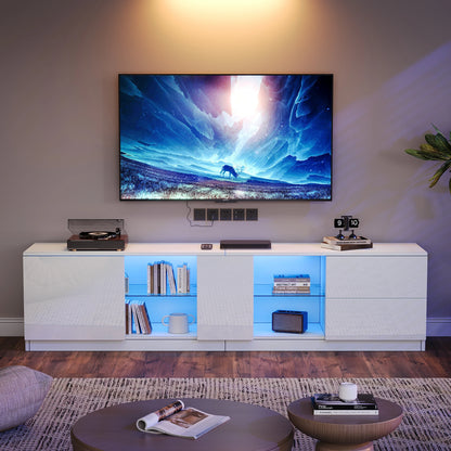 65 Inch TV Stand Cabinet,high Gloss Dresser, Sideboards With LED