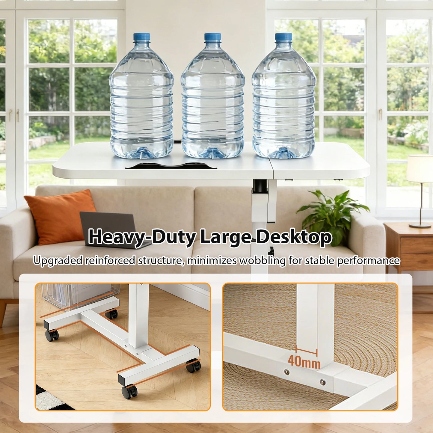 Rolling Laptop Desk Angle Adjustable Mobile Standing Desk Versatile